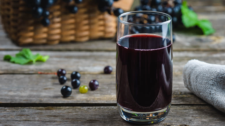 Grape drink in a glass