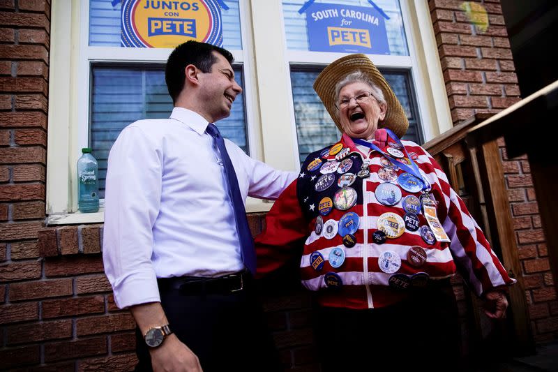 Democratic 2020 U.S. presidential candidate and former South Bend, Indiana Mayor Pete Buttigieg attends a canvass kick off event on South Carolina primary day in Columbia