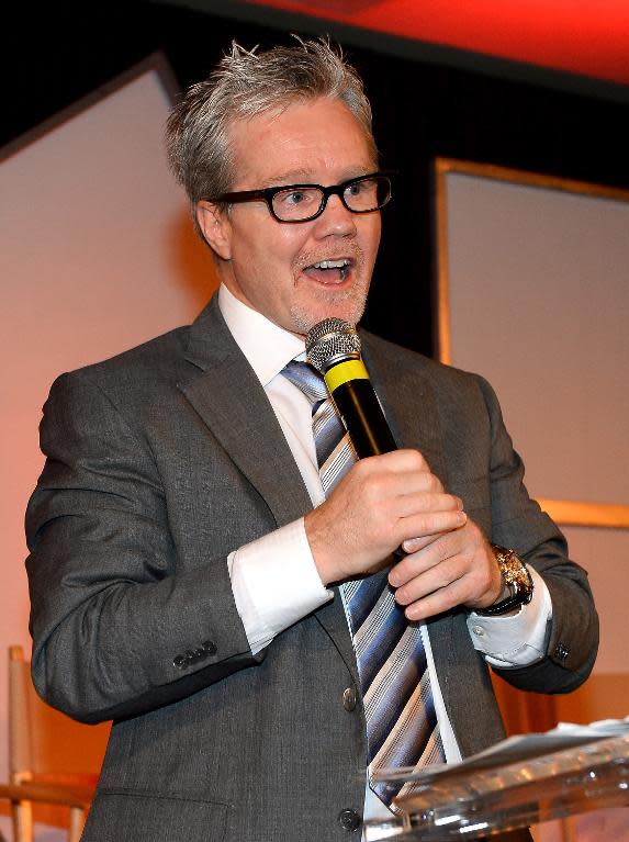 Boxing trainer Freddie Roach speaks as he is inducted into the Nevada Boxing Hall of Fame at the Monte Carlo Resort and Casino on August 10, 2013 in Las Vegas