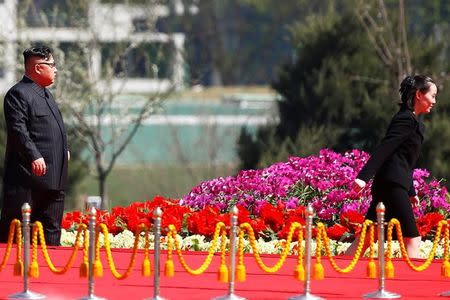 North Korean leader Kim Jong Un and his sister Kim Yo Jong attend an opening ceremony of a newly constructed residential complex in Ryomyong street in Pyongyang, North Korea April 13, 2017. REUTERS/Damir Sagolj/Files