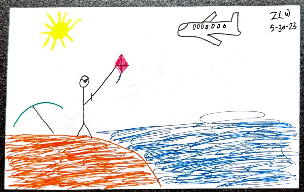 The prompt was "summer travel" and the first thing that came to mind was a plane flying over a beach.