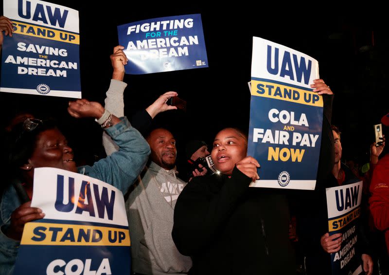 United Auto Workers strike right across from the Ford Michigan Assembly Plant in Wayne