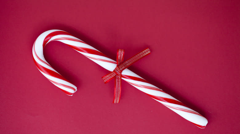 candy cane with a bow