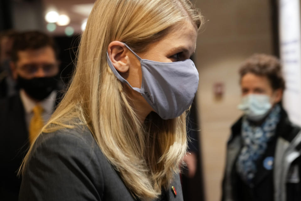 Facebook whistleblower Frances Haugen arrives for a hearing with a panel of French lawmakers entitled "Commission des Lois" at the National Assembly, in Paris, France, Wednesday, Nov. 10, 2021. Facebook whistleblower Frances Haugen warned Tuesday that the "metaverse," the all-encompassing virtual reality world at the heart of the social media giant's growth strategy, will be addictive and rob people of yet more personal information while giving the embattled company another monopoly online. (AP Photo/Francois Mori)