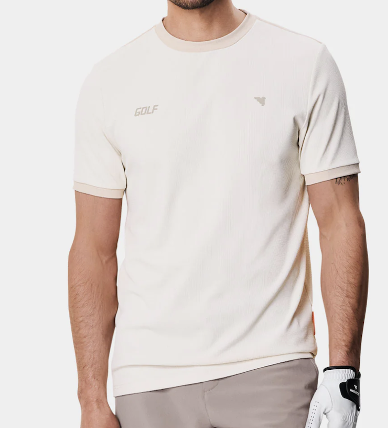 <p>;/p><p>Colton Beige Tee</p><p>$70.00</p><p>macadegolf.com</p>