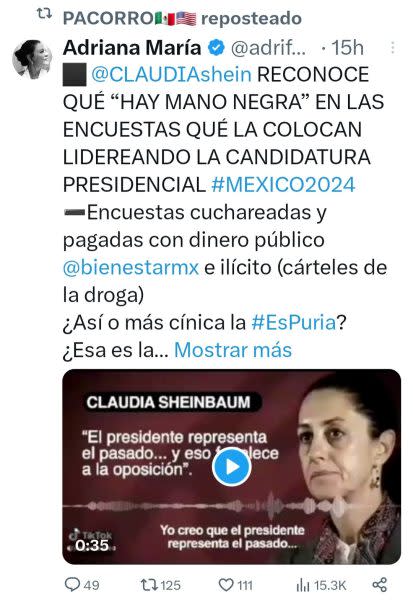 Las cuentas de Ligas de Guerrero replicaron un video manipulado para tratar de mostrar a Claudia Sheinbaum reconociendo un fraude o “mano negra” en las encuestas de preferencias electorales, algo que nunca hizo
