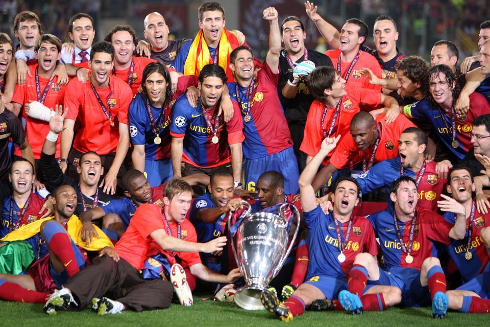 Barcelona's 2008-09 team raised the Champions League, La Liga and Copa del Rey trophies, and now they're the winners of our Best Team Ever bracket. (Photo by Nick Potts - PA Images/PA Images via Getty Images)