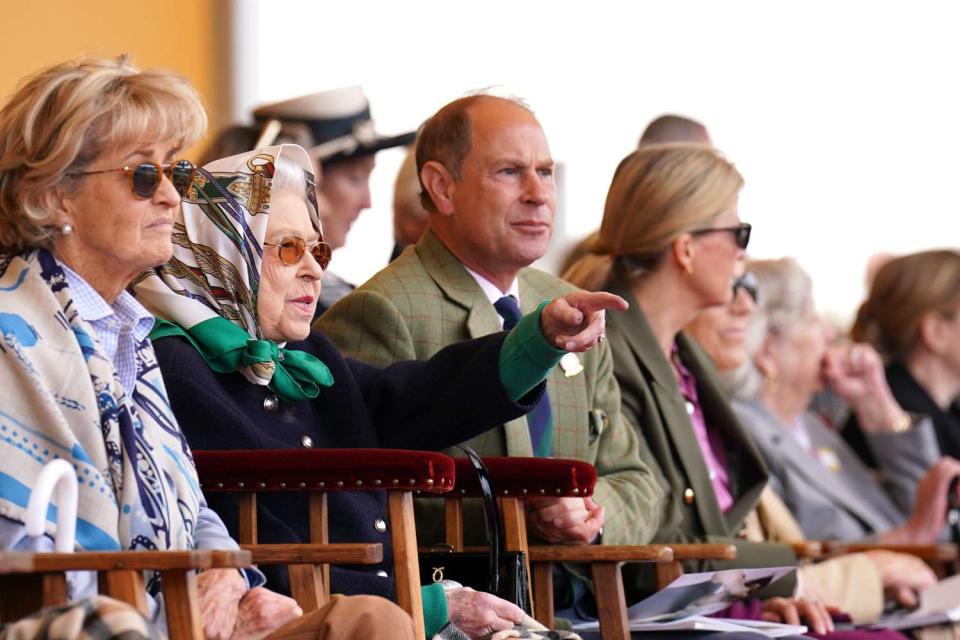 Queen Elizabeth II with the Earl and Countess of Wessex in the royal box at the Royal Windsor Horse Show