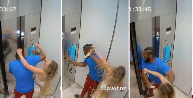 Elevator footage taken in January appears to show Clenney repeatedly striking Obumseli. (Photo: Miami SAO)