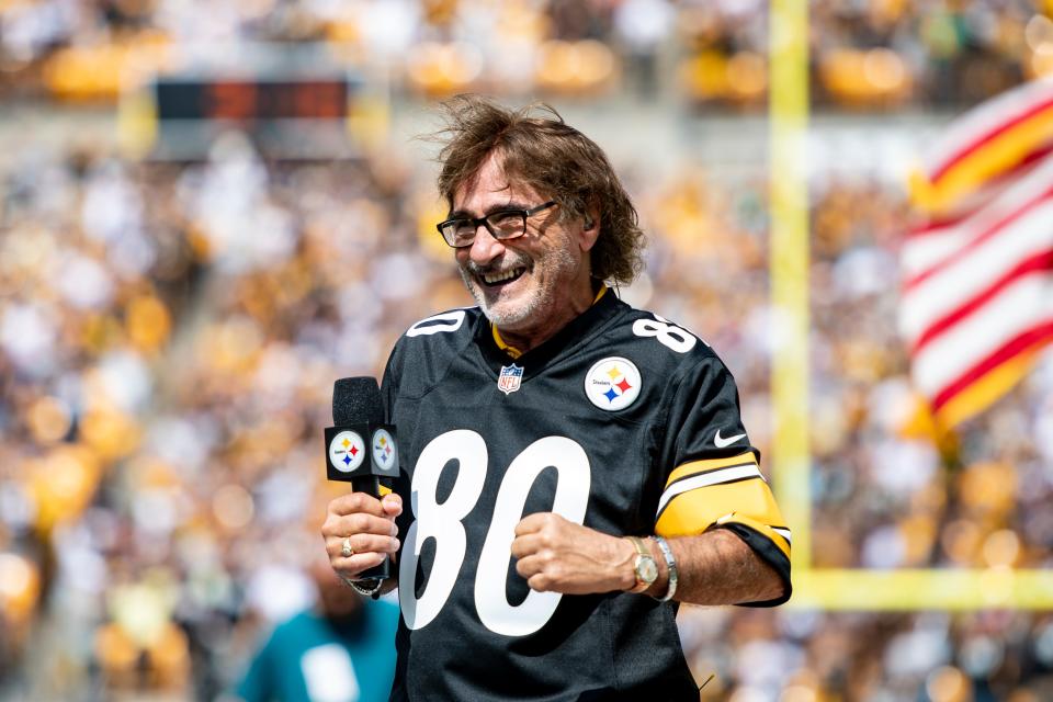 Donnie Iris after singing the National anthem during a regular season game between the Pittsburgh Steelers and the New England Patriots.