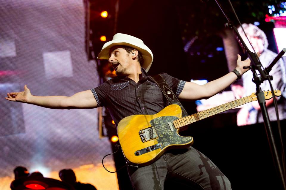 Brad Paisley performs at Bridgestone Arena, Friday, April 6, 2018, in Nashville, Tenn.