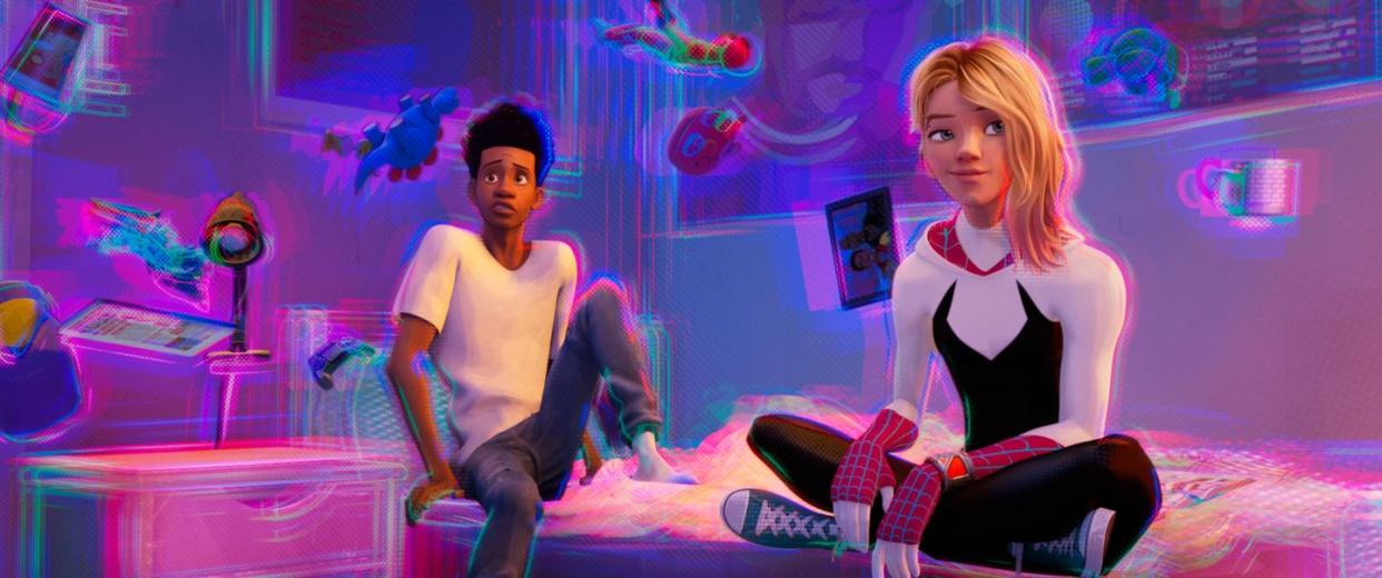 miles morales, gwen stacy, spiderman across the spiderverse