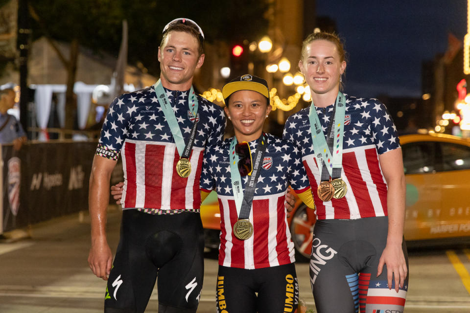 The three national champions from Friday for Pro Crit races