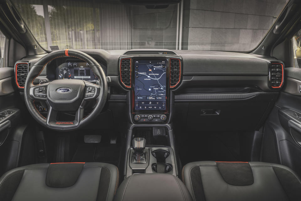 The interior of the new Ranger is dominated by a 12-inch touch screen.  (Ford)