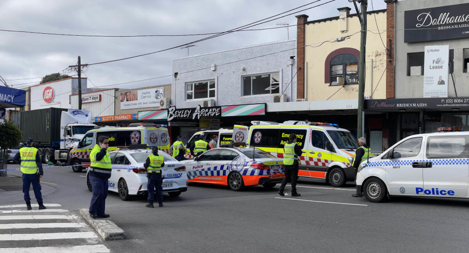 Police a crime scene in Bexley after an elderly man was hit by a truck. Source: supplied 