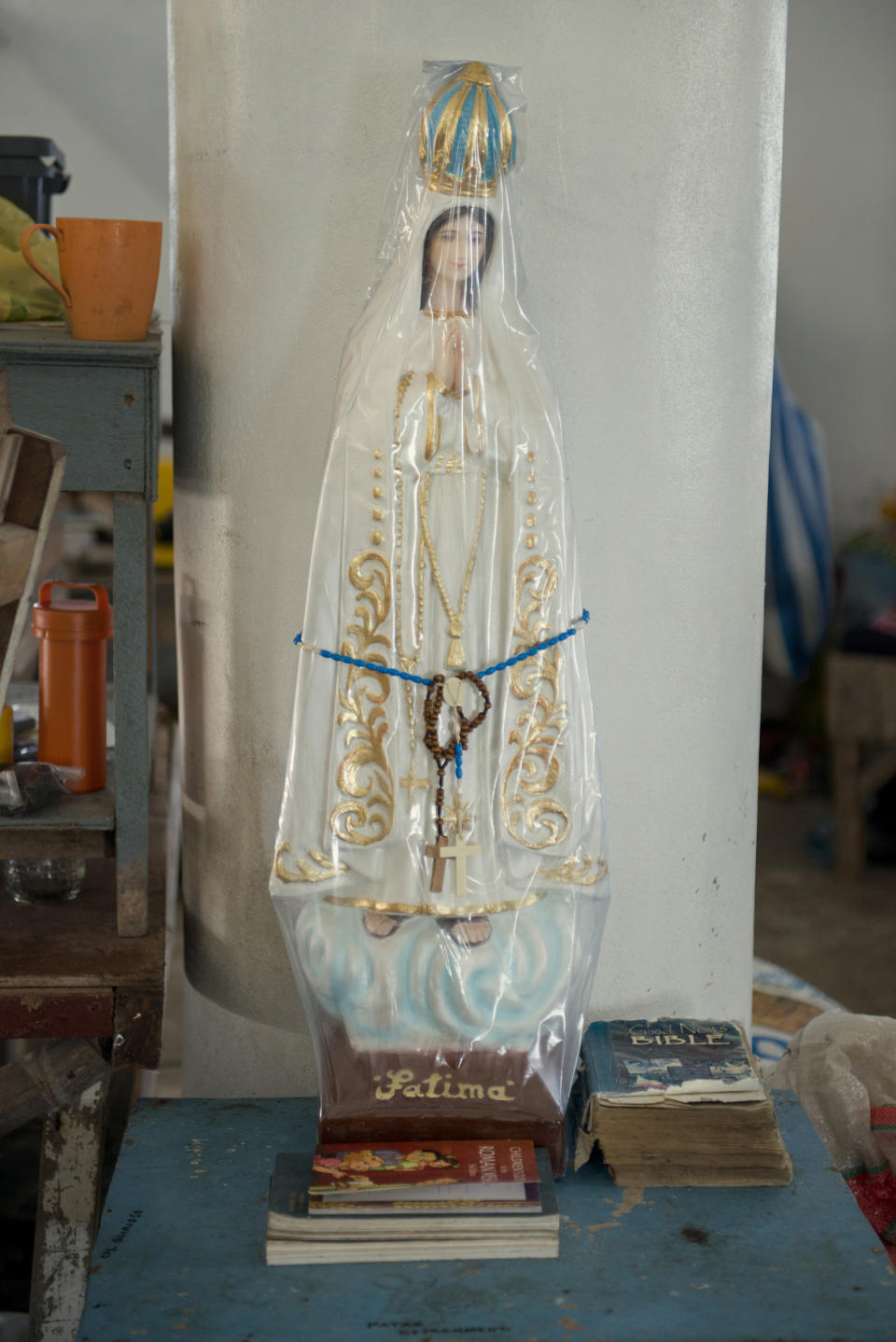 A Statue of Our Lady of Fatima in one of the buildings on Flat Island May 8, 2016.