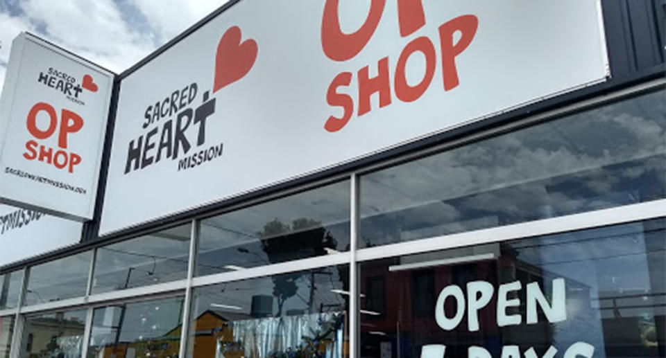 A bag of bones was left at the Sacred Heart Op Shop in Melbourne.