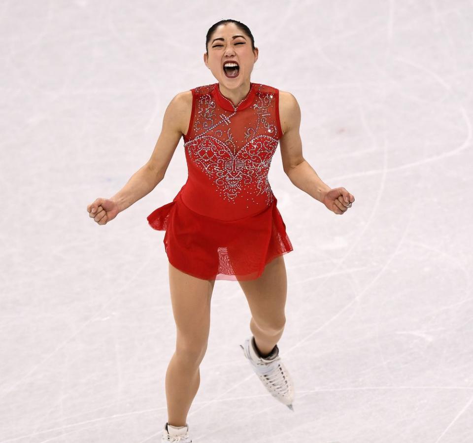 Figure skater Mirai Nagasu after competing in the team event at the 2018 Winter Olympics