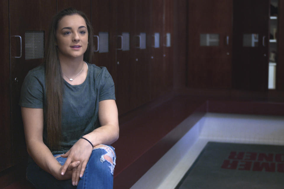 This image released by Netflix shows Maggie Nichols in a scene from the documentary "Athlete A." (Netflix via AP)