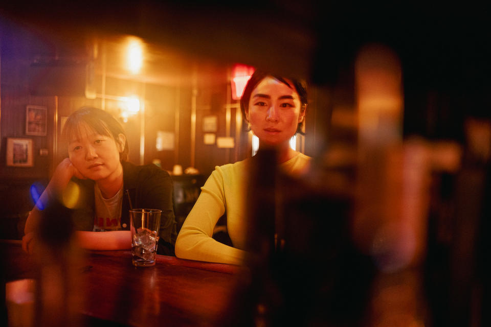 Greta Lee and Celine Song at the Holiday Cocktail Lounge in Manhattan's East Village on June 20, 2023.