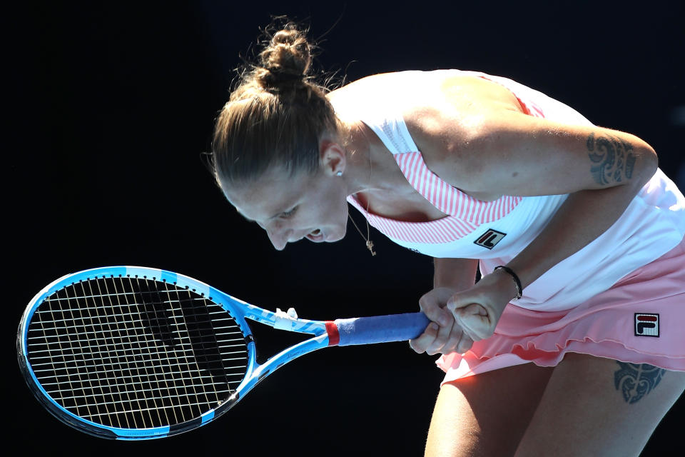 Karolina Pliskova pulled off a stunning upset of Serena Williams to advance to the Australian Open semifinals. (Getty)