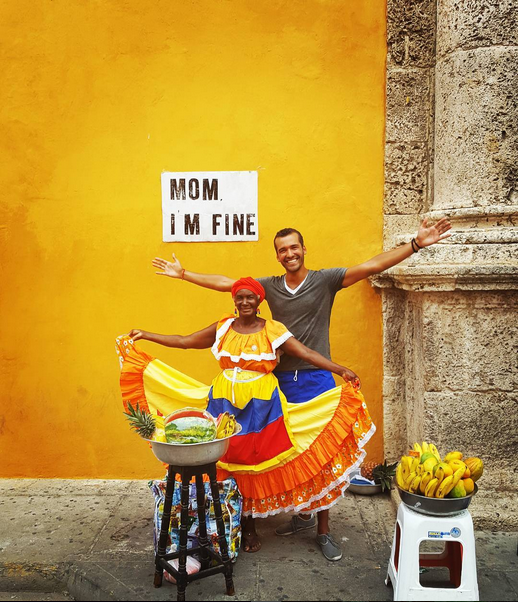 Posing with a local in Cartagena. 