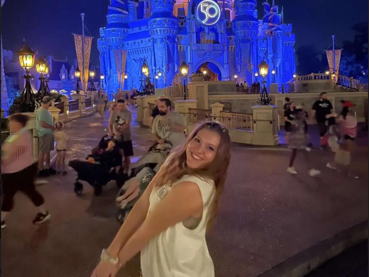 Cassie Schoene, young woman in the Magic Kingdom, Walt Disney World