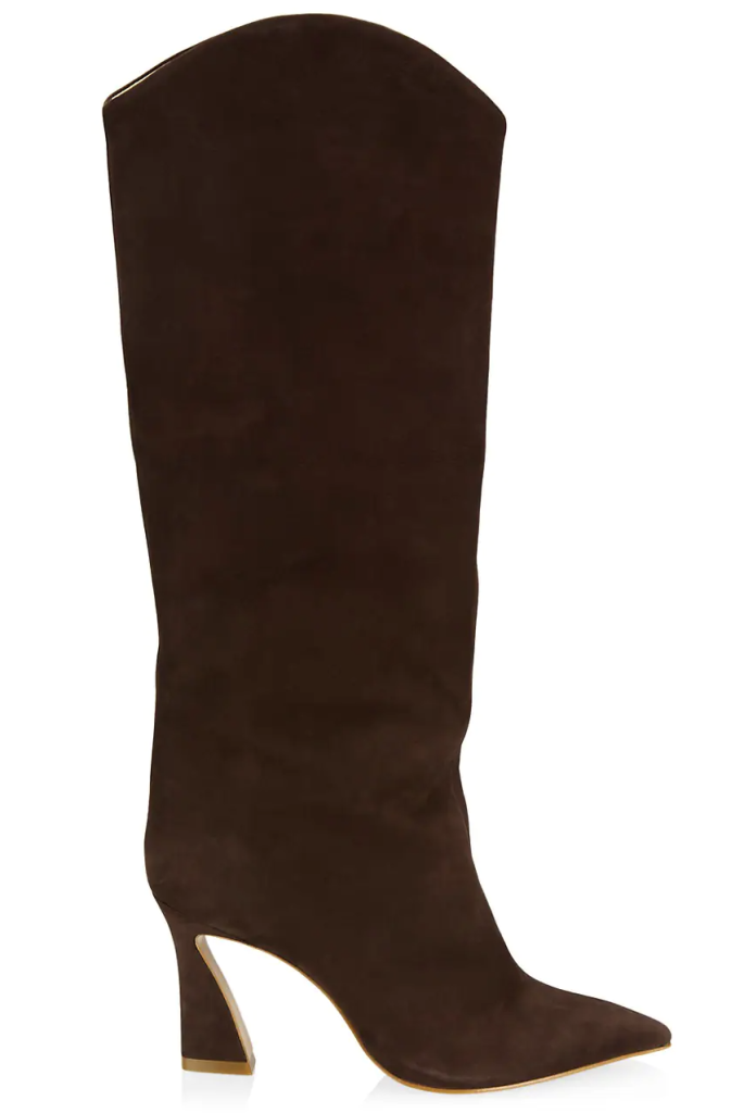 Schutz, boots, tall boots, brown boots, suede boots, pointed-toe boots, heeled boots