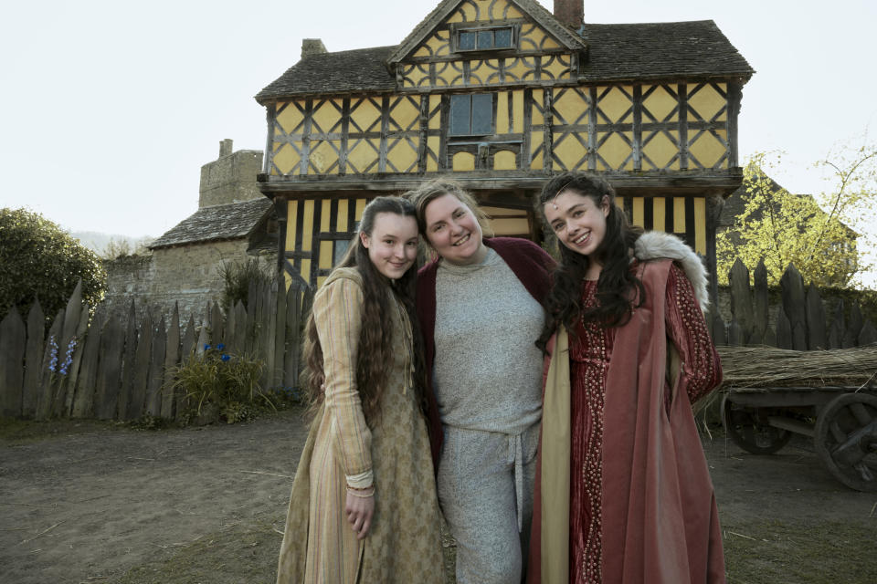 BELLA RAMSEY, LENA DUNHAM, and ISIS HAINSWORTH on the set of CATHERINE CALLED BIRDY                                        Photo: ALEX BAILEY                             Â© AMAZON CONTENT SERVICES LLC