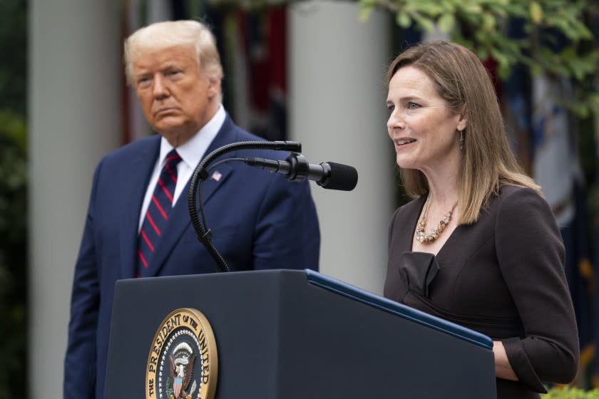 Judge Amy Coney Barrett speaks after President Trump announced her as the new Supreme Court nominee.