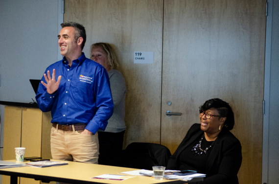 Maryland Department of Housing and Community Development Secretary Jake Day visited Somerset County on Tuesday for his first Day Trip of 2024. Here he's shown with Crisfield Mayor Darlene Taylor.