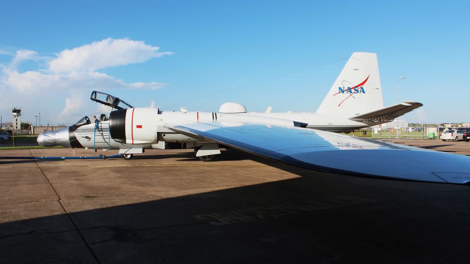 The WB-57 aircraft can fly instruments above most of the Earth's atmosphere, reducing turbulence and improving the quality of images taken during the eclipse.  - Amir Caspi/Courtesy of NASA