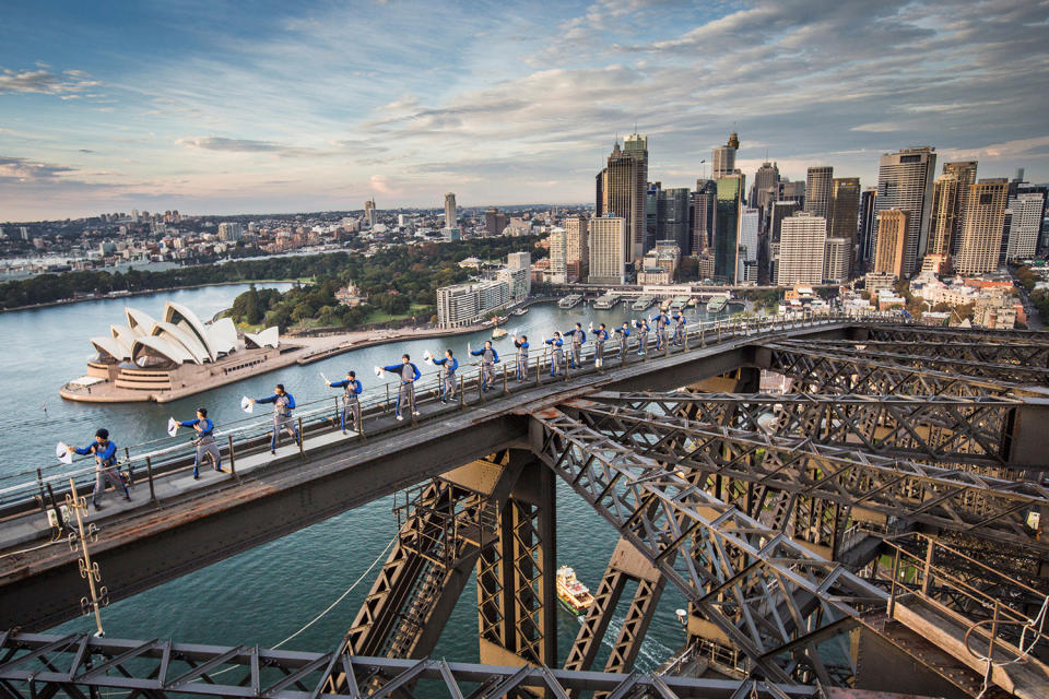 Tai Chi martial arts class on Sydney Harbour Bridge