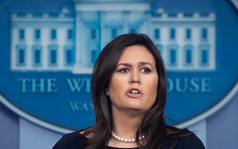 Sarah Huckabee Sanders in her former role as White House Press Secretary - SAUL LOEB / AFP