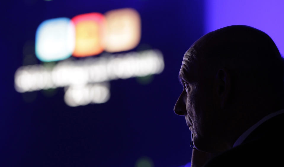 FILE - In this Tuesday, May 22, 2012, file photo, Microsoft CEO Steve Ballmer waits his turn to deliver a speech during Seoul Digital Forum in Seoul, South Korea. Ballmer can't afford to be wrong about Windows 8. If the dramatic overhaul of the Windows operating system flops, it will reinforce perceptions that Microsoft is falling behind other technology giants as the world moves on to smartphones, tablets and other sleek devices from Apple, Google and Amazon. (AP Photo/Lee Jin-man, File)