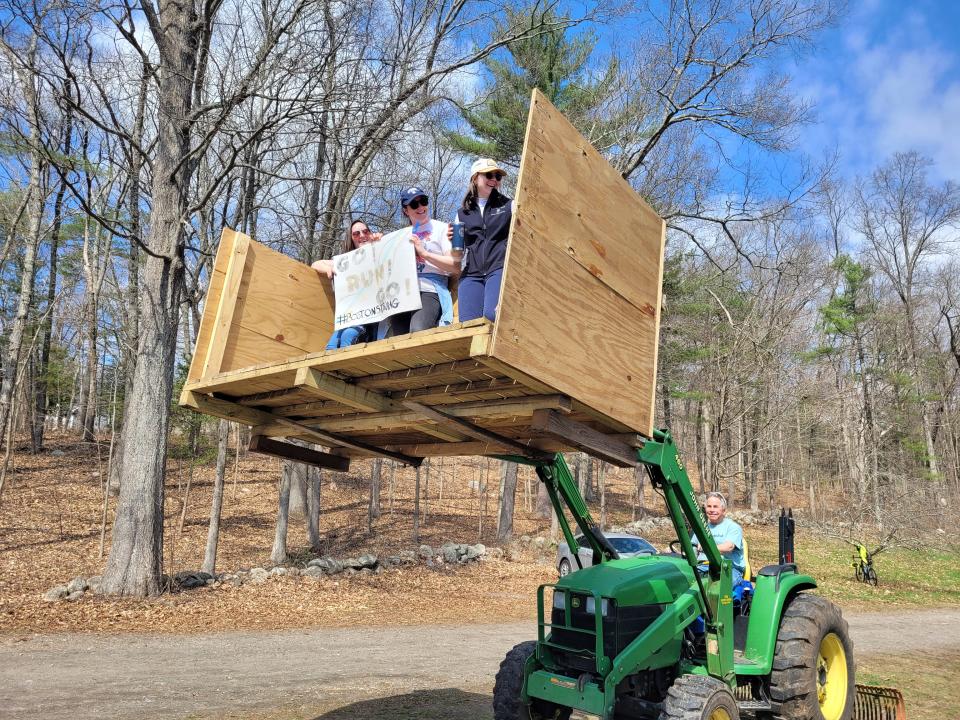 Robin Hicks, who lives on Frankland Road in Ashland, provided a few audience members with an exclusive view of the Boston Marathon course on April 15, 2024.