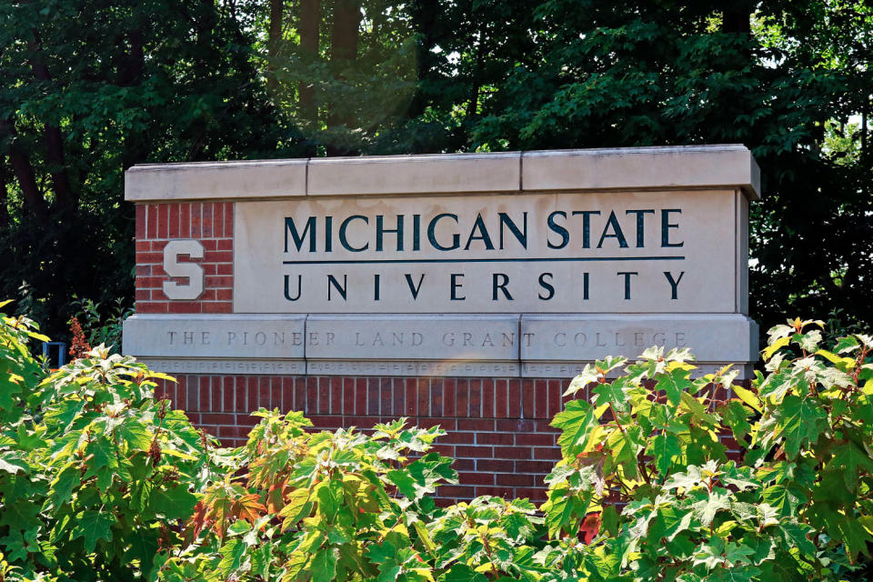 Michigan State University entrance sign (Education Images / Universal Images Group via Getty Images)