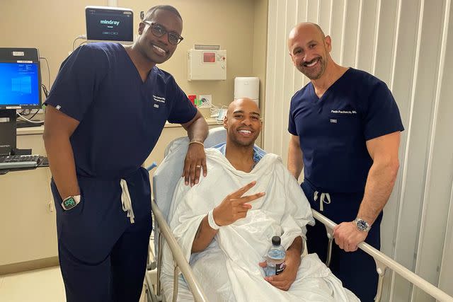 <p>ABC News/Brandon Lopez</p> DeMarco Morgan with his doctors before his colonoscopy