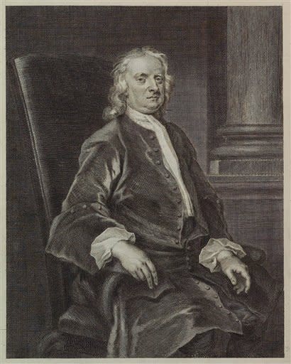 Grabado de Isaac Newton, basado en una pintura de 1726, realizada por John Vanderbank. / Foto: AP