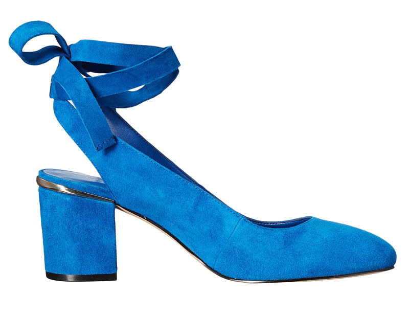 <p>Let your shoes be your "something blue." Bonus: A chunky heel and wraparound ankle straps mean your first dance will be a breeze.</p> <p><strong>To buy</strong>: $90; <a rel="nofollow noopener" href="http://www.anrdoezrs.net/links/7799179/type/dlg/sid/SYNinstyleRCcomfortweddingshoes/http://www.zappos.com/p/nine-west-andrea-blue-suede/product/8849377/color/2743" target="_blank" data-ylk="slk:zappos.com;elm:context_link;itc:0;sec:content-canvas" class="link ">zappos.com</a></p>