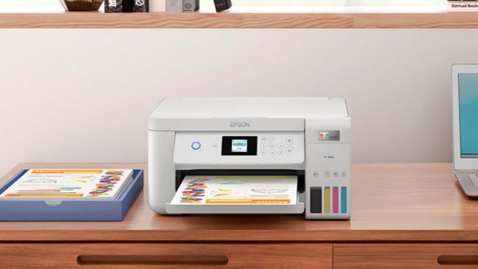  Epson ET-2850 printer sitting on desk 