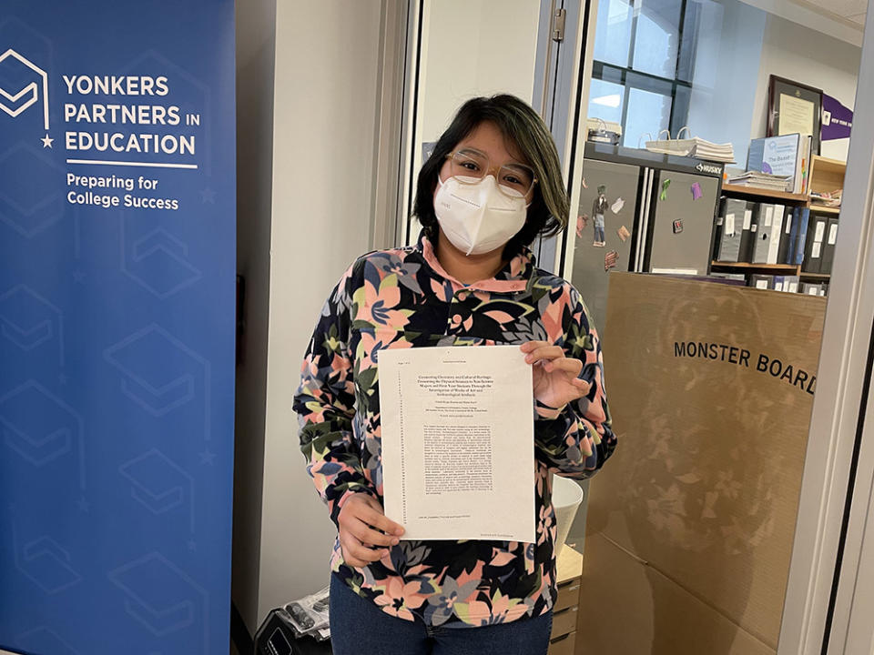 YPIE grad Citlalli Rojas Huerta with her first academic publication. (Asher Lehrer-Small)