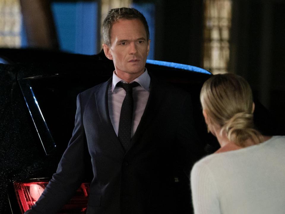 Neil Patrick Harris as Barney and Hilary Duff as Sophie on season two, episode one of "How I Met Your Father."