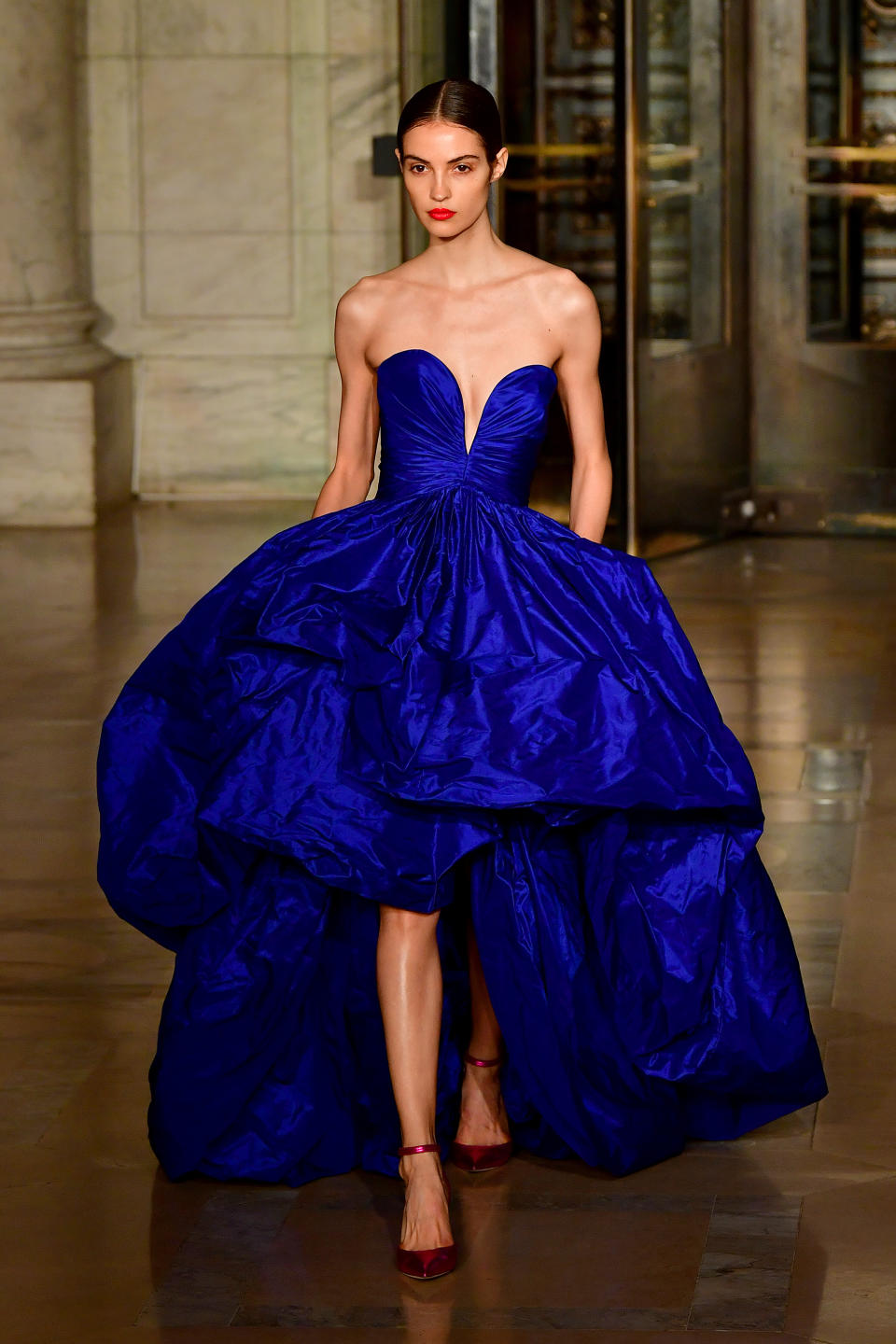 A model walks the runway at the Oscar De La Renta show during New York Fashion Week on Feb. 10.