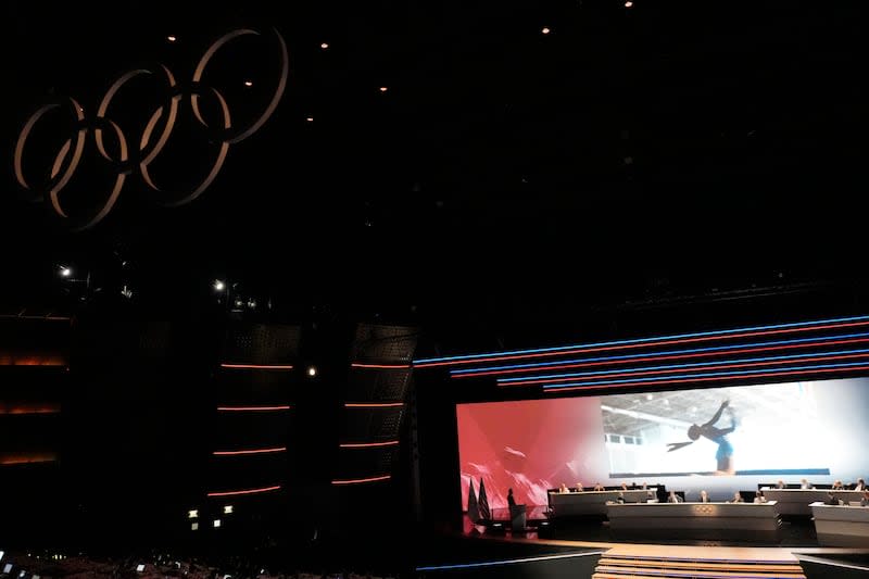 IOC members listen to a speaker speaking about Salt Lake City's bid to host the 2034 Winter Olympics, during the 142nd IOC session at the 2024 Summer Olympics, Wednesday, July 24, 2024, in Paris, France. (AP Photo/David Goldman) | David Goldman