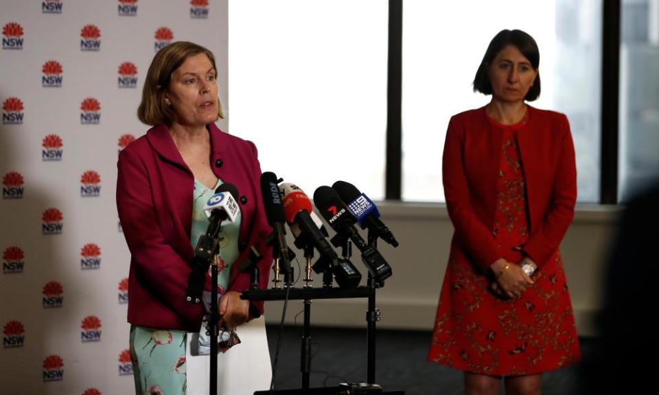 NSW chief health officer Dr Kerry Chant (left) speaks during a press conference alongside premier Gladys Berejiklian on Wednesday.