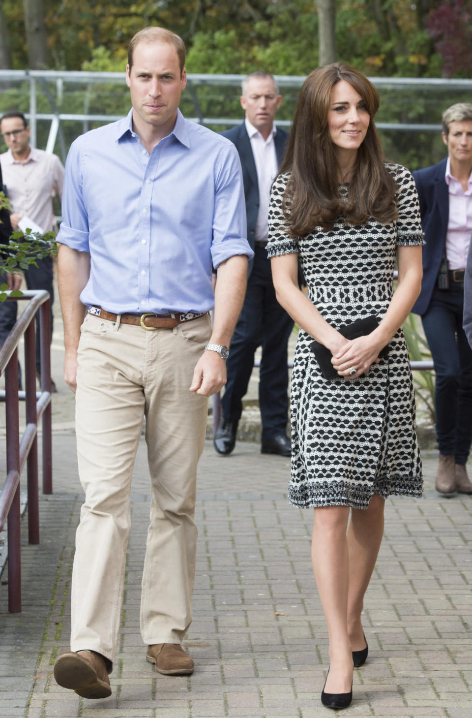 <p>The Duchess chose a monochrome Tory Burch dress for a mental health charity event. She accessorised with Stuart Weitzman heels and one of her favourite bags, the Mulberry Bayswater clutch. </p><p><i>[Photo: PA]</i></p>