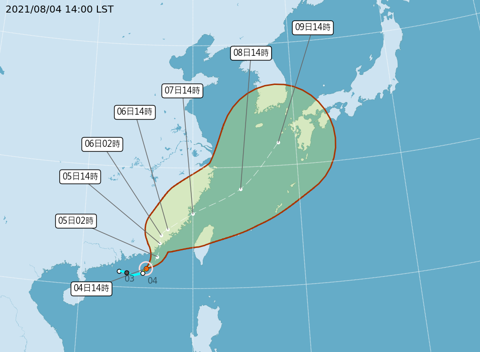 盧碧颱風最新動態。（氣象局提供）