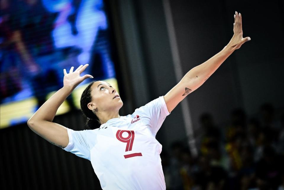 The Canadian women's volleyball team lost to Serbia in three sets in Olympic qualifying on Tuesday in Ningbo, China. (Courtesy of Volleyball Canada/File - image credit)