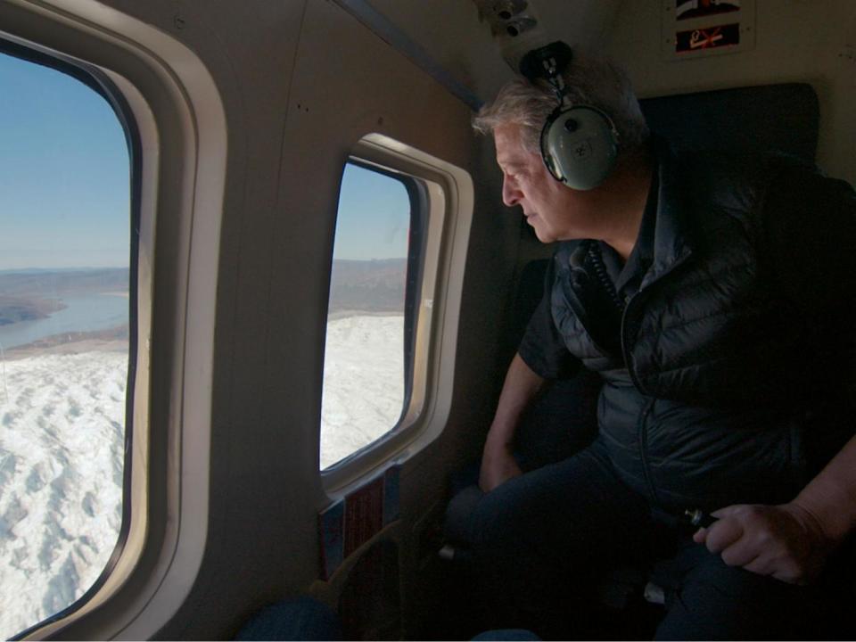 Al Gore in a helicopter in Greenland as seen in 'An Inconvenient Sequel: Truth to Power' (© 2017 Paramount Pictures. All Rights Reserved)